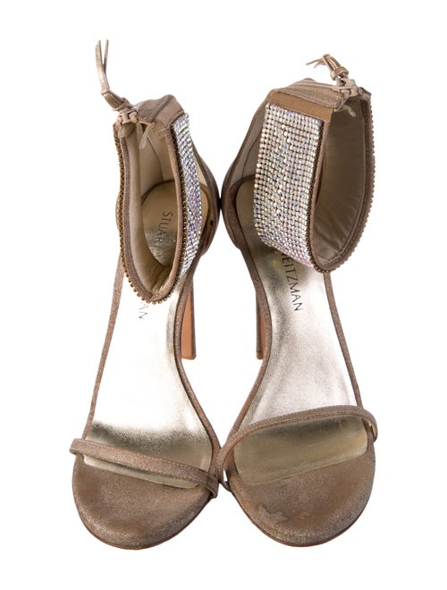 Stuart Weitzman Glitter Crystal Embellishments Sandals