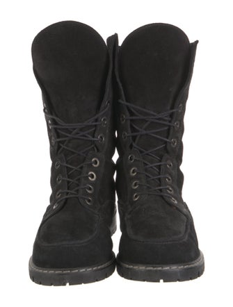 Stuart Weitzman Suede Printed Combat Boots