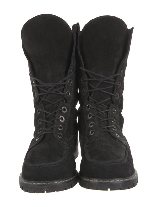 Stuart Weitzman Suede Printed Combat Boots