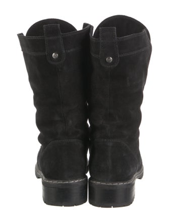 Stuart Weitzman Suede Printed Combat Boots