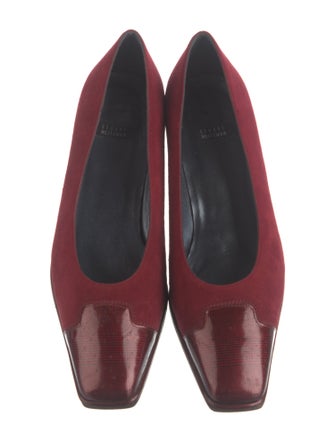 Stuart Weitzman Suede Leather Trim Embellishment Pumps