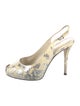 Stuart Weitzman Embossed Leather Animal Print Slingback Sandals