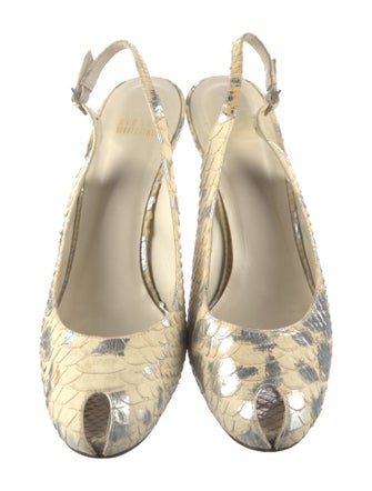 Stuart Weitzman Embossed Leather Animal Print Slingback Sandals