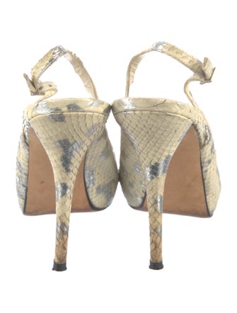 Stuart Weitzman Embossed Leather Animal Print Slingback Sandals