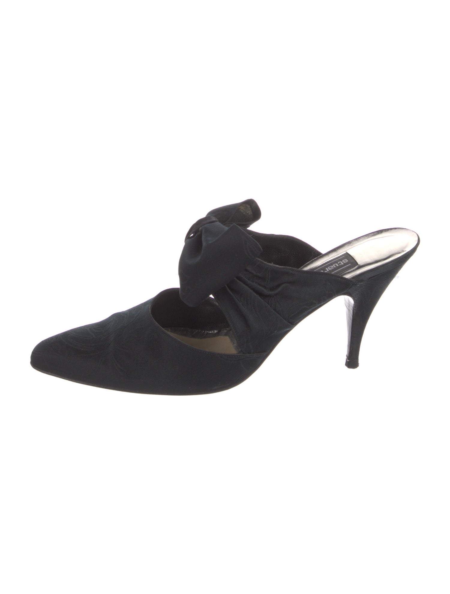 Stuart Weitzman Satin Bow Accents Mules