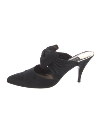 Stuart Weitzman Satin Bow Accents Mules