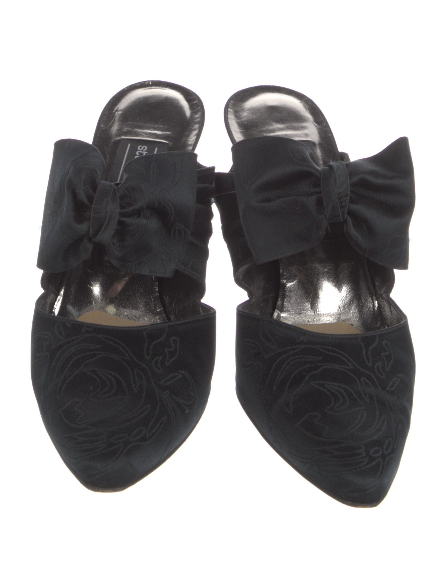 Stuart Weitzman Satin Bow Accents Mules