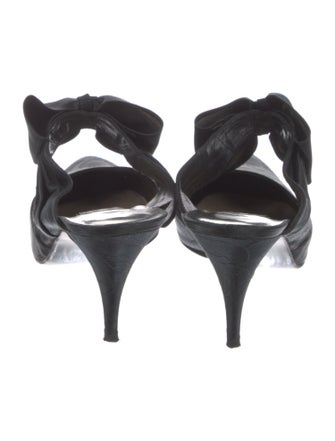 Stuart Weitzman Satin Bow Accents Mules