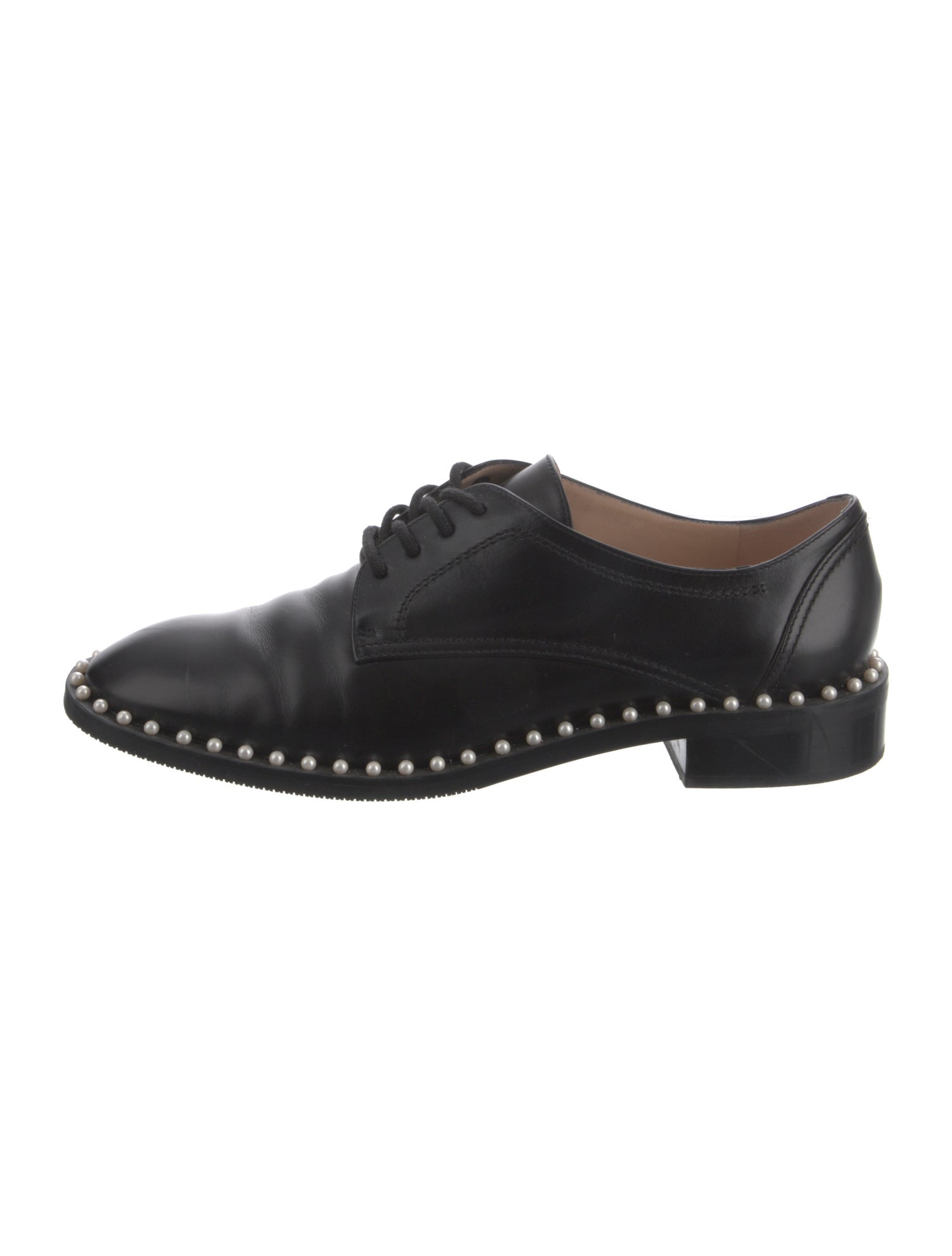 Stuart Weitzman Leather Beaded Accents Oxfords