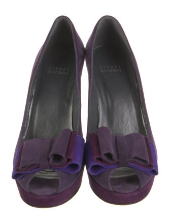 Stuart Weitzman Suede Bow Accents Pumps