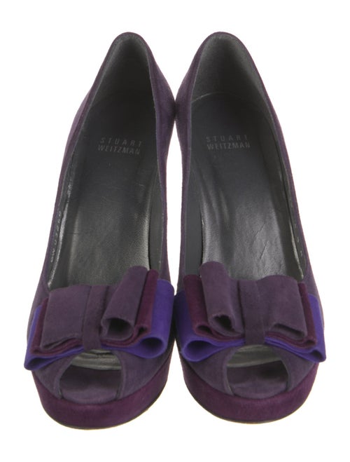 Stuart Weitzman Suede Bow Accents Pumps