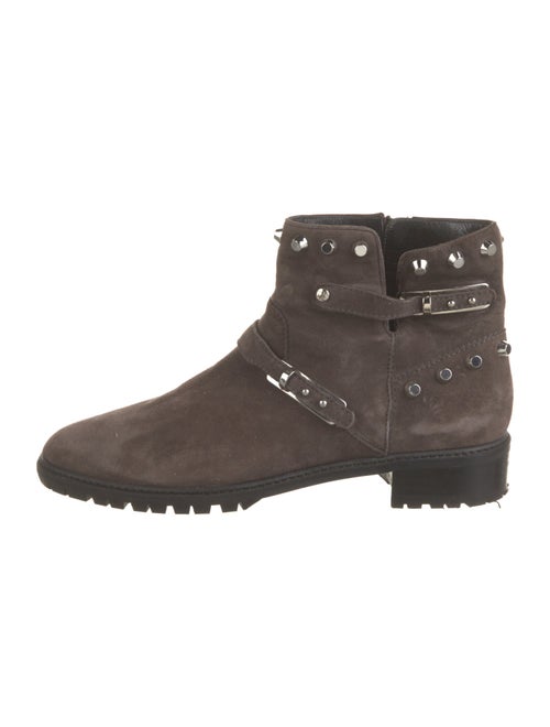 Stuart Weitzman Suede Studded Accents Moto Boots