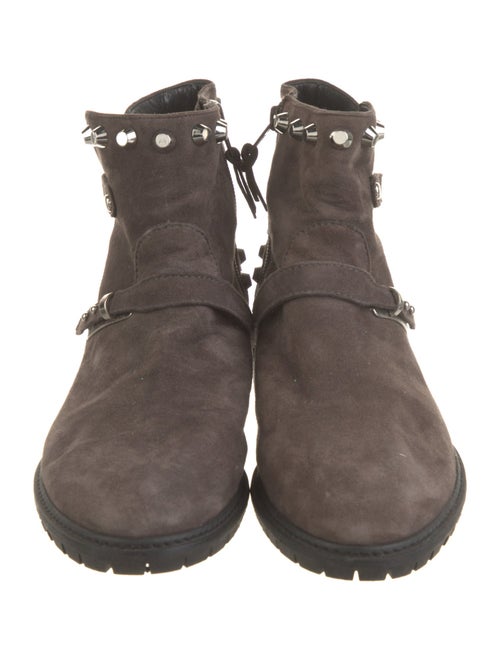 Stuart Weitzman Suede Studded Accents Moto Boots