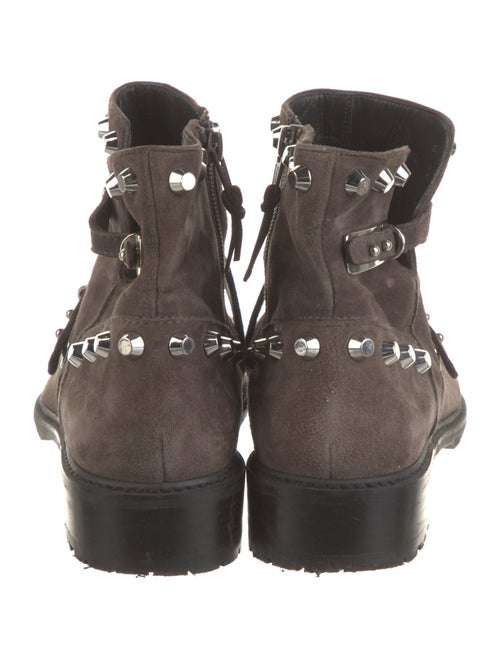 Stuart Weitzman Suede Studded Accents Moto Boots