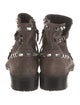 Stuart Weitzman Suede Studded Accents Moto Boots