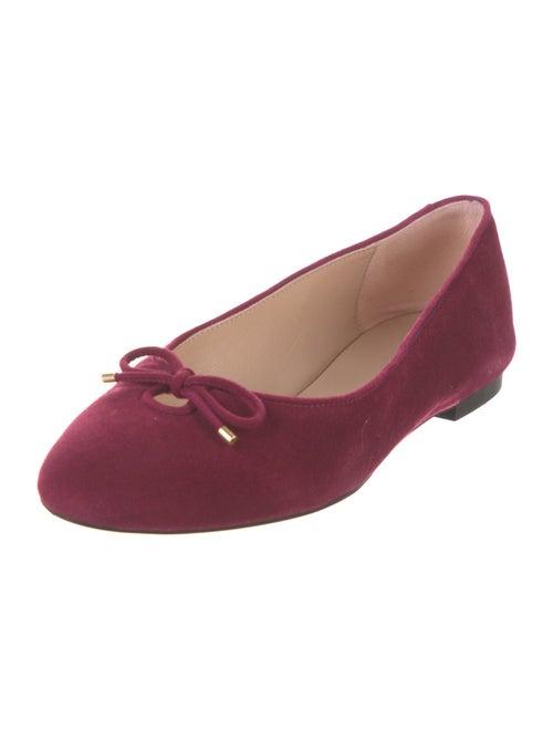 Stuart Weitzman Suede Bow Accents Ballet Flats