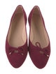 Stuart Weitzman Suede Bow Accents Ballet Flats