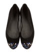 Stuart Weitzman Suede Crystal Embellishments Ballet Flats