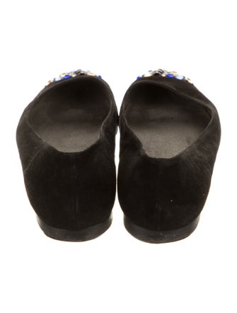 Stuart Weitzman Suede Crystal Embellishments Ballet Flats