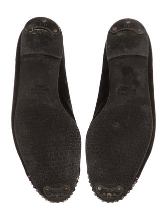 Stuart Weitzman Suede Crystal Embellishments Ballet Flats