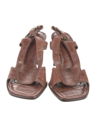 Stuart Weitzman Leather T-Strap Sandals
