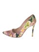 Stuart Weitzman Embossed Leather Floral Print Pumps