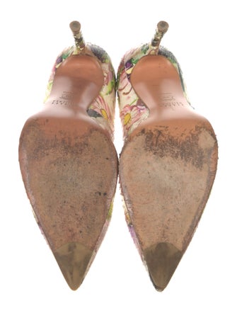 Stuart Weitzman Embossed Leather Floral Print Pumps