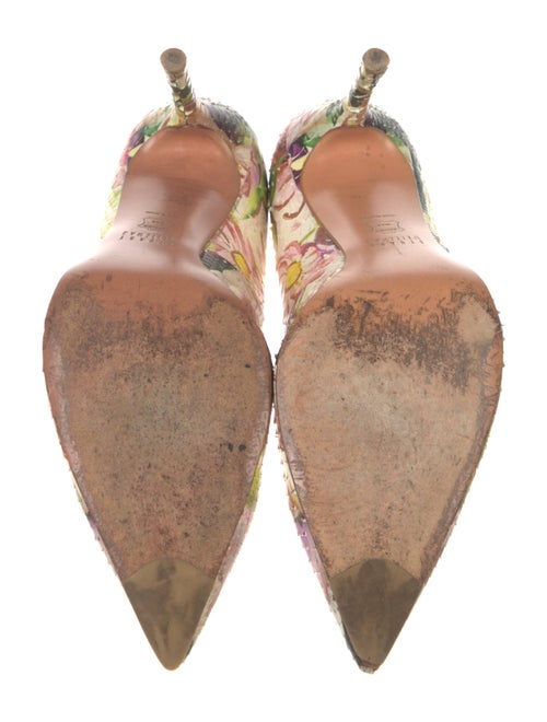 Stuart Weitzman Embossed Leather Floral Print Pumps