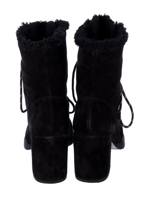 Stuart Weitzman Suede Fur Trim Lace-Up Boots