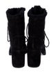 Stuart Weitzman Suede Fur Trim Lace-Up Boots