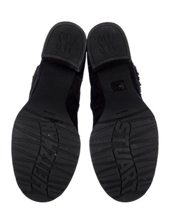 Stuart Weitzman Suede Fur Trim Lace-Up Boots