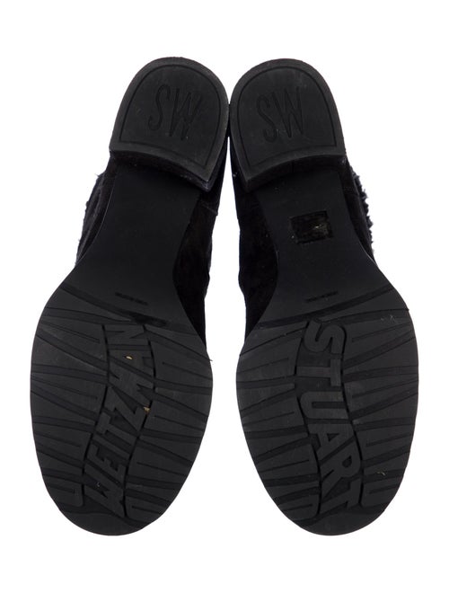 Stuart Weitzman Suede Fur Trim Lace-Up Boots