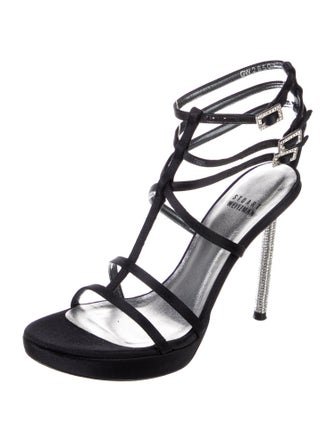 Stuart Weitzman Suede Crystal Embellishments Gladiator Sandals