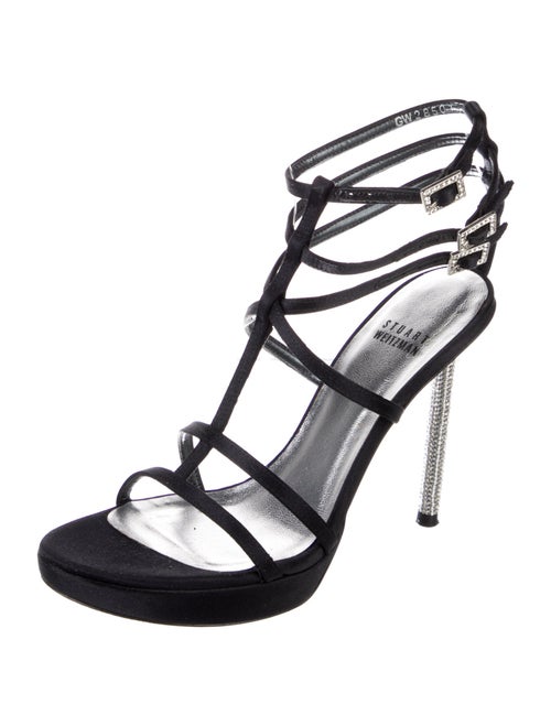 Stuart Weitzman Suede Crystal Embellishments Gladiator Sandals