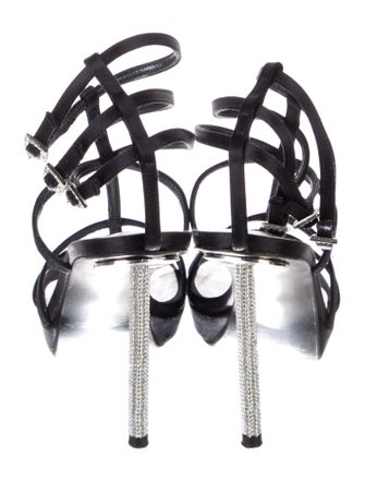 Stuart Weitzman Suede Crystal Embellishments Gladiator Sandals