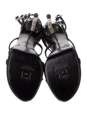 Stuart Weitzman Suede Crystal Embellishments Gladiator Sandals