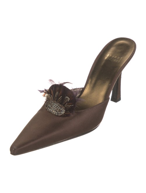 Stuart Weitzman Leather Leather Trim Embellishment Mules