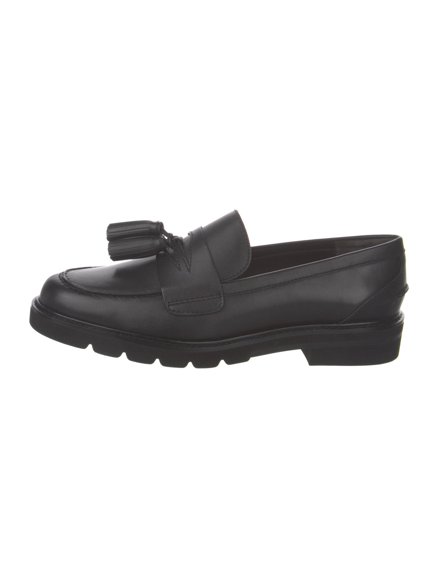 Stuart Weitzman Leather Tassel Accents Loafers