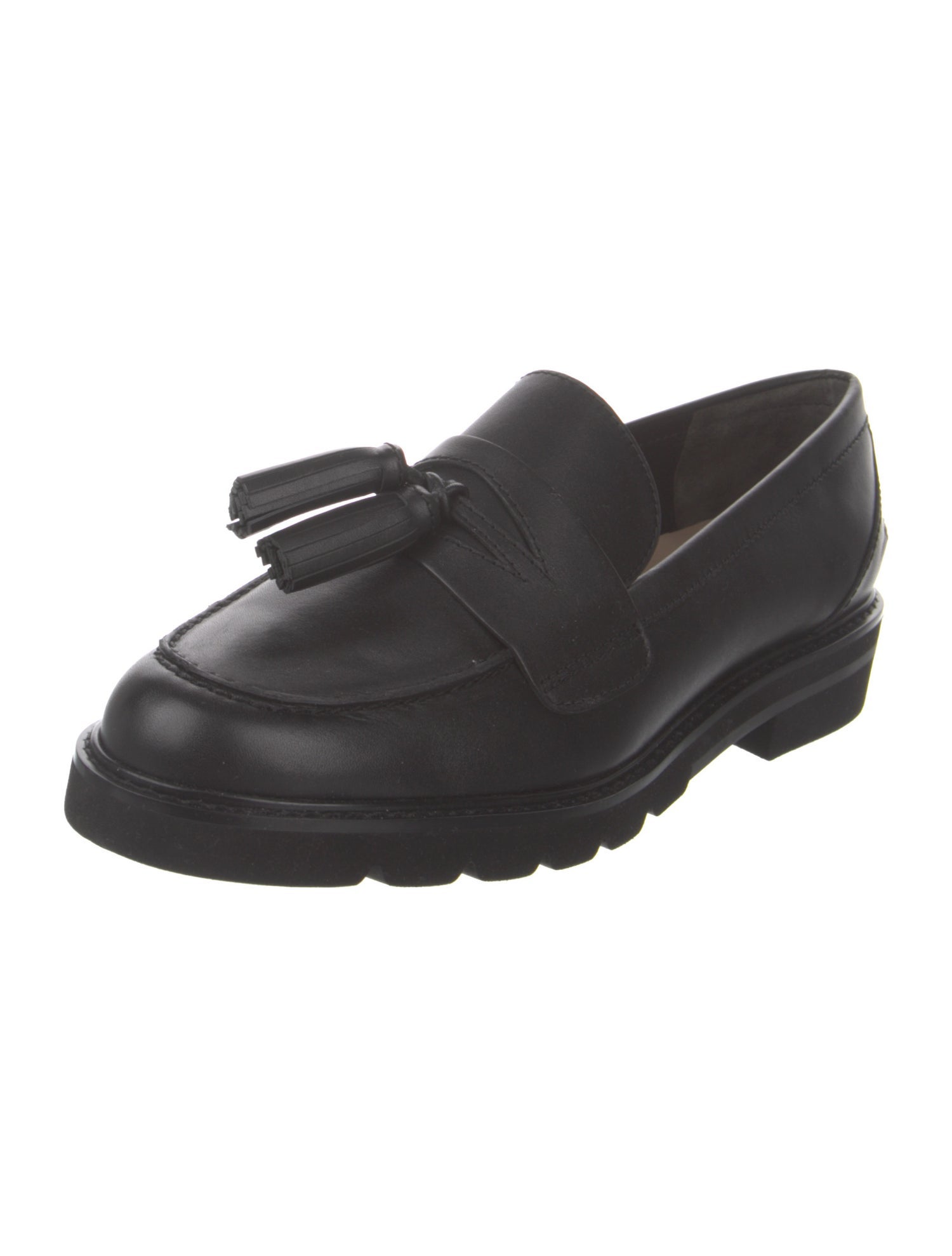 Stuart Weitzman Leather Tassel Accents Loafers