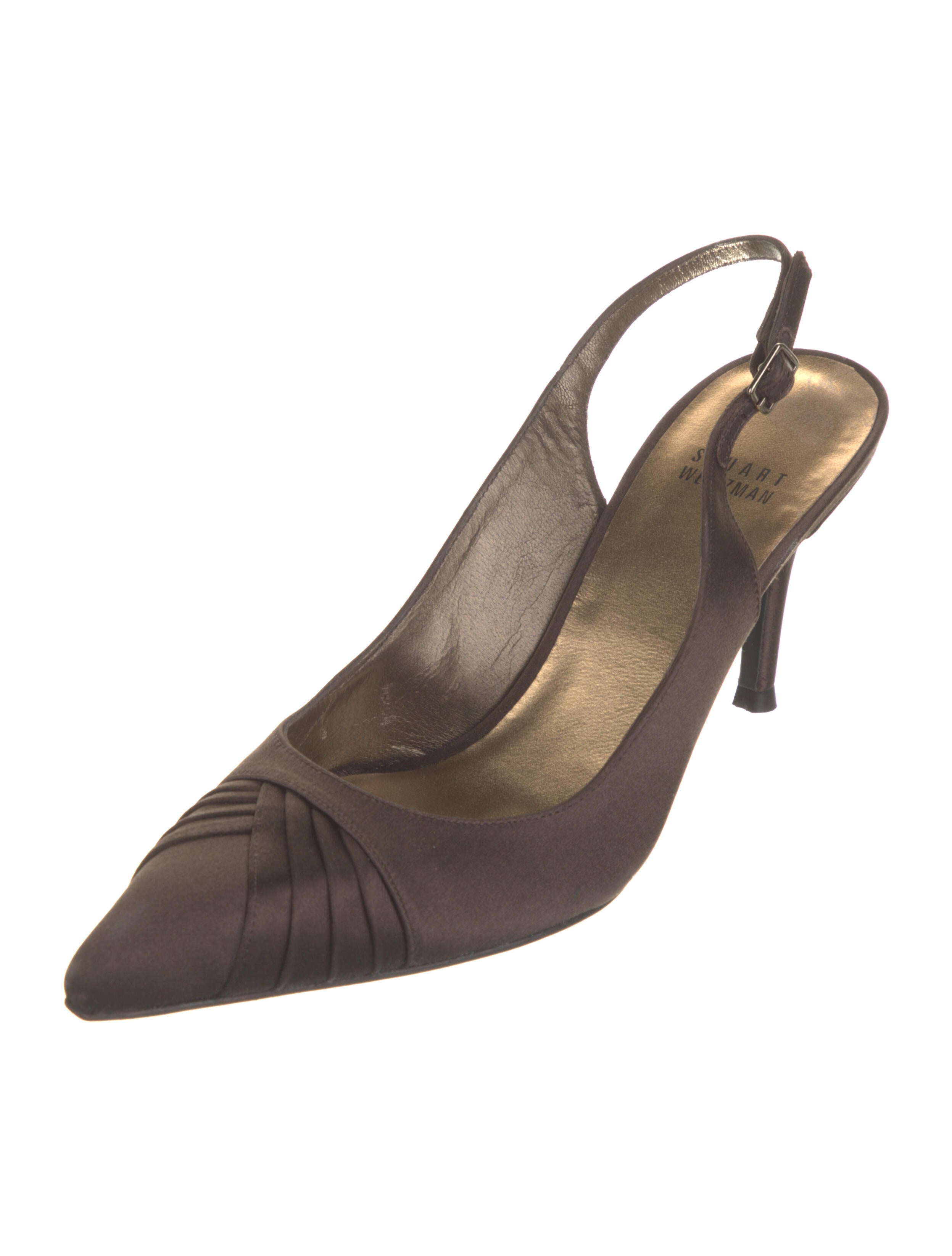 Stuart Weitzman Satin Pleated Accents Slingback Pumps