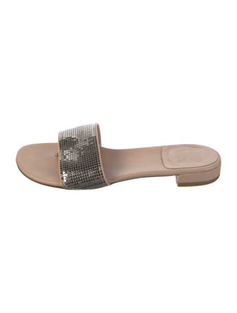 Stuart Weitzman Leather Printed Slides
