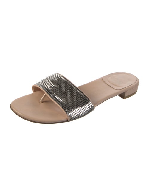 Stuart Weitzman Leather Printed Slides