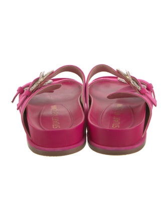 Stuart Weitzman Suede Crystal Embellishments Slides