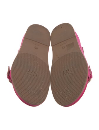 Stuart Weitzman Suede Crystal Embellishments Slides