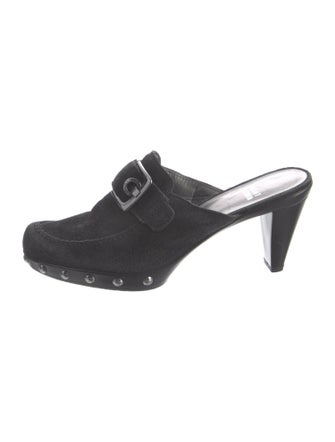 Stuart Weitzman Suede Studded Accents Mules