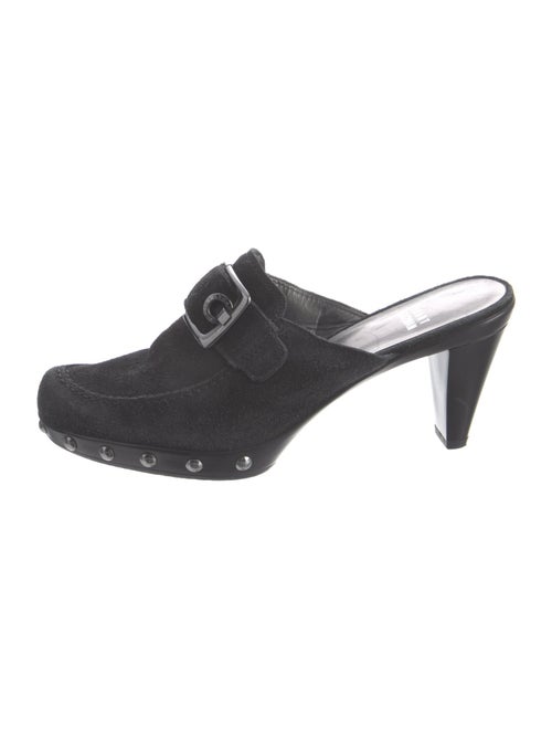 Stuart Weitzman Suede Studded Accents Mules