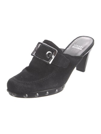 Stuart Weitzman Suede Studded Accents Mules