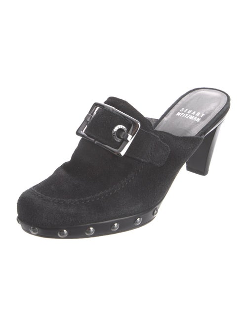 Stuart Weitzman Suede Studded Accents Mules