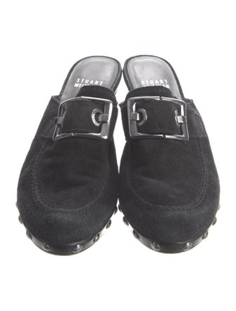 Stuart Weitzman Suede Studded Accents Mules