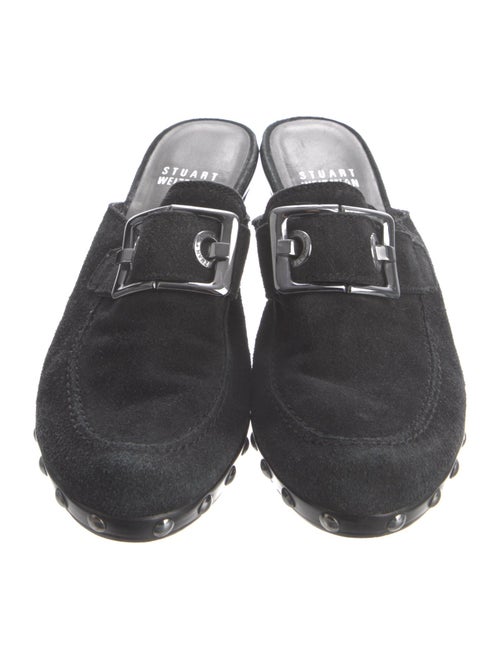 Stuart Weitzman Suede Studded Accents Mules